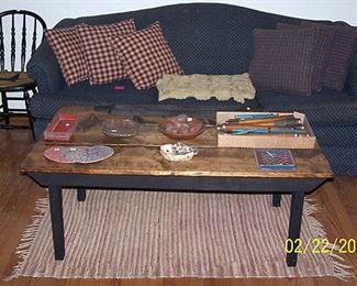 Sofa, pine coffee table and more