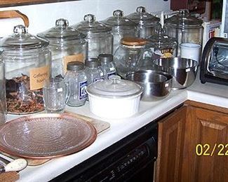 Large storage jars, toaster oven, etc...