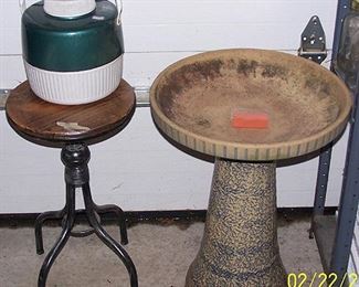 Stool and bird bath
