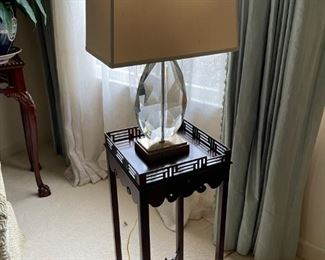 Baker Furniture Small Table with Marble Lamp