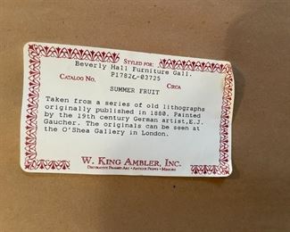 Sumer Fruit - taken from a series of old lithographs orgininally published in 1880 by German artist EJ Gaucher.  Artist A.Churchill