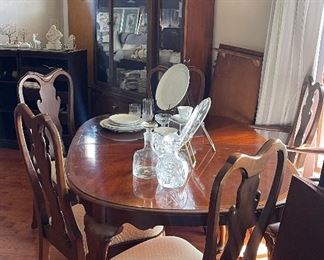 Hickory Dining Room Table and China Cabinet