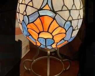Close up new Tiffany style orb lamp. 