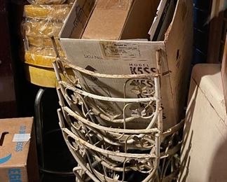 Vintage iron chairs (seats are yellow and in bag behind)