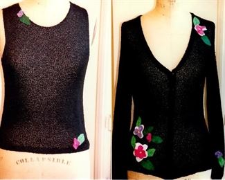 Rayon lightweight felt floral sweater set