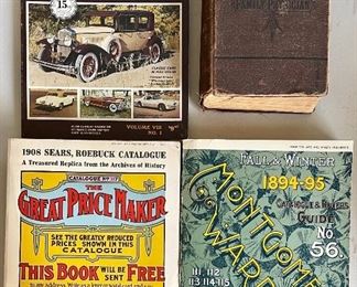 Antique 1889 Our Family Physician Homeopathic Book (as Is), Car Guide, Reproduction Sears Catalog, And More