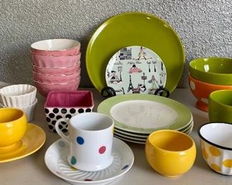 Colorful Kitchenware Lot - Villeroy And Boch, Waechtersbach Germany, Pacific Rim, Arhaus, And More