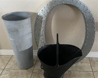 Large Tin Metal O Wall Hanging With 24 Inch Bucket And Ash Bucket