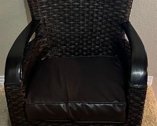 Pier 1 Imports Brown Rattan Santana Arm Chair With Cushion 