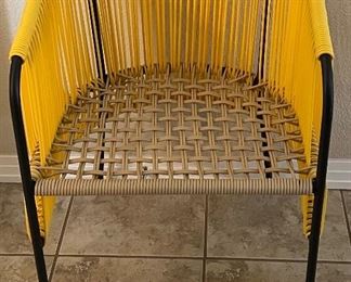 Crate & Barrel Verro Yellow Outdoor Dining Chair - Woven Resin Rattan With Original Tag