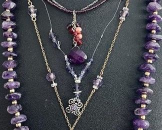 Gorgeous Amethyst Natural Stone Necklace - Baked Beads Necklace - Artisan Hand Made Necklace & More