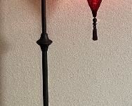 64 Inch Pottery Barn Wrought Iron Lamp With Beaded Glass Shade And Dimmer