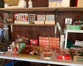Christmas items in garage