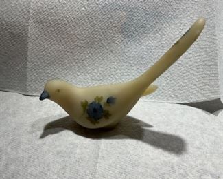 Fenton bird with hand painted dogwoods