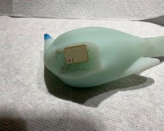 Fenton bird with hand painted dogwoods