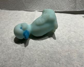 Fenton Duck with hand painted roses