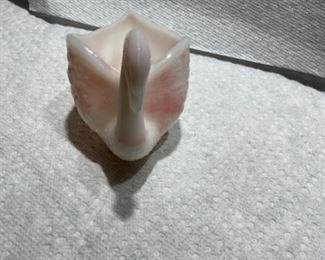 Fenton small Rosealene open Swan trinket dish