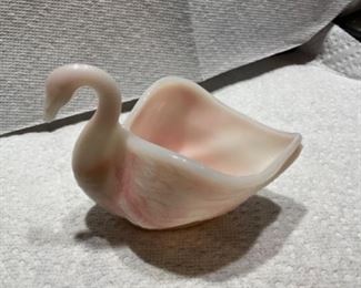 Fenton small Rosealene open swan trinket dish