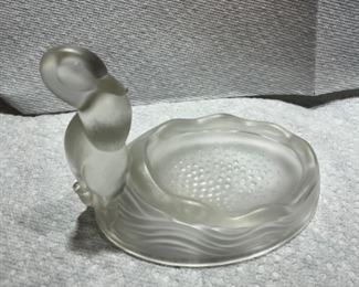 Fenton - rare - satin glass Penguin soap, jewelry, trinket, coin dish - 1940’s