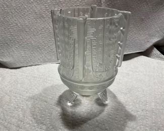 Fenton ribbed 2 piece blocked/scroll design footed fairy light