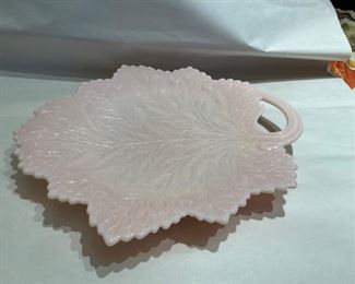 Fenton Rosealene leaf plate with handle