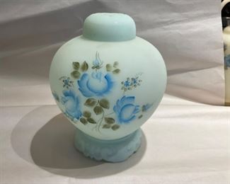 Fenton hand painted Ginger Jar - in 3 pieces - hand painted