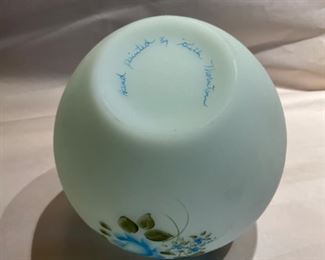 Fenton hand painted Ginger Jar - in 3 pieces - hand painted