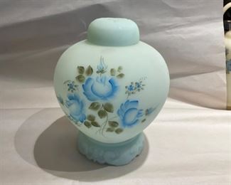 Fenton hand painted Ginger Jar - 3 piece set