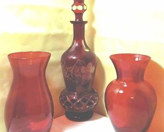 Red Crystal Decanter Vases