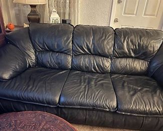 Comfy black leather couch