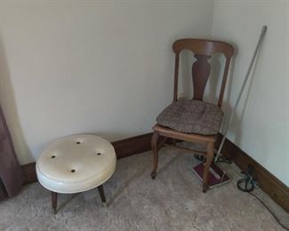 vintage foot stool, vintage chair