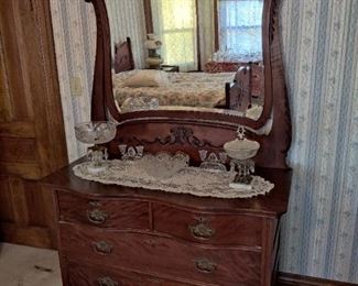 antique wood dresser with mirror