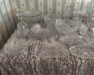 cut glass and crystal table
