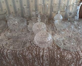 cut glass and crystal table