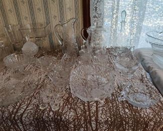 cut glass and crystal table