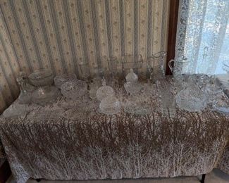 cut glass and crystal table