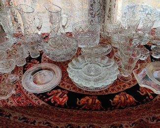 cut glass and crystal table