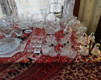 cut glass and crystal table