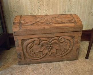 beautiful carved wood treasure chest