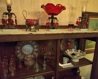 antique ruby glass, amber glass