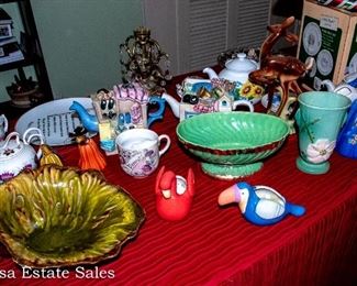 Tables of Vintage Ceramics and Glassware