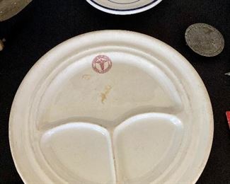 Army medical department divided plate, and Navy cup and saucer set
