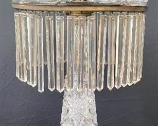 J. Hoare LARGE cut-glass lamp, circa 1900