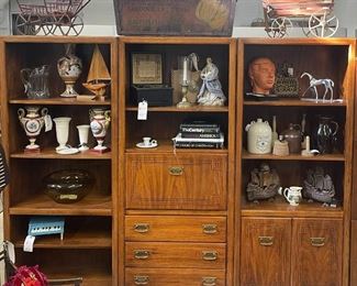 Three-Piece Wall Unit with Drop-Front Writing Desk