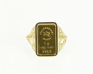 14k Italpreziosi Arezo 24k Gold Bar Filigree Ring