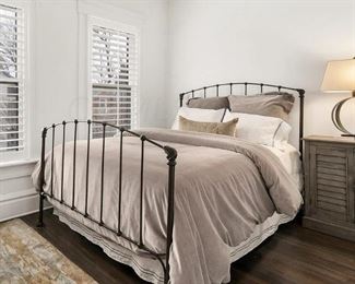 Queen Size Iron Bed & Restoration Hardware Duvet