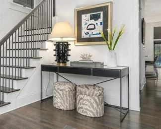 Restoration Hardware Gramercy Mirrored Desk & Visual Comfort Lamp by Kelly Wearstler