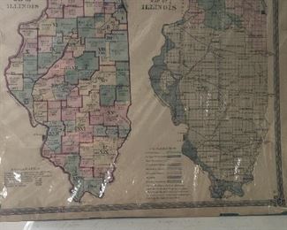 $75 -Map from 1870 showing political parties and other Illinois info