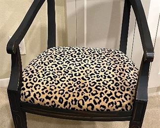 Beautiful Black side chair with cheeta print seat.