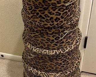 Set of five leopard print hat boxes